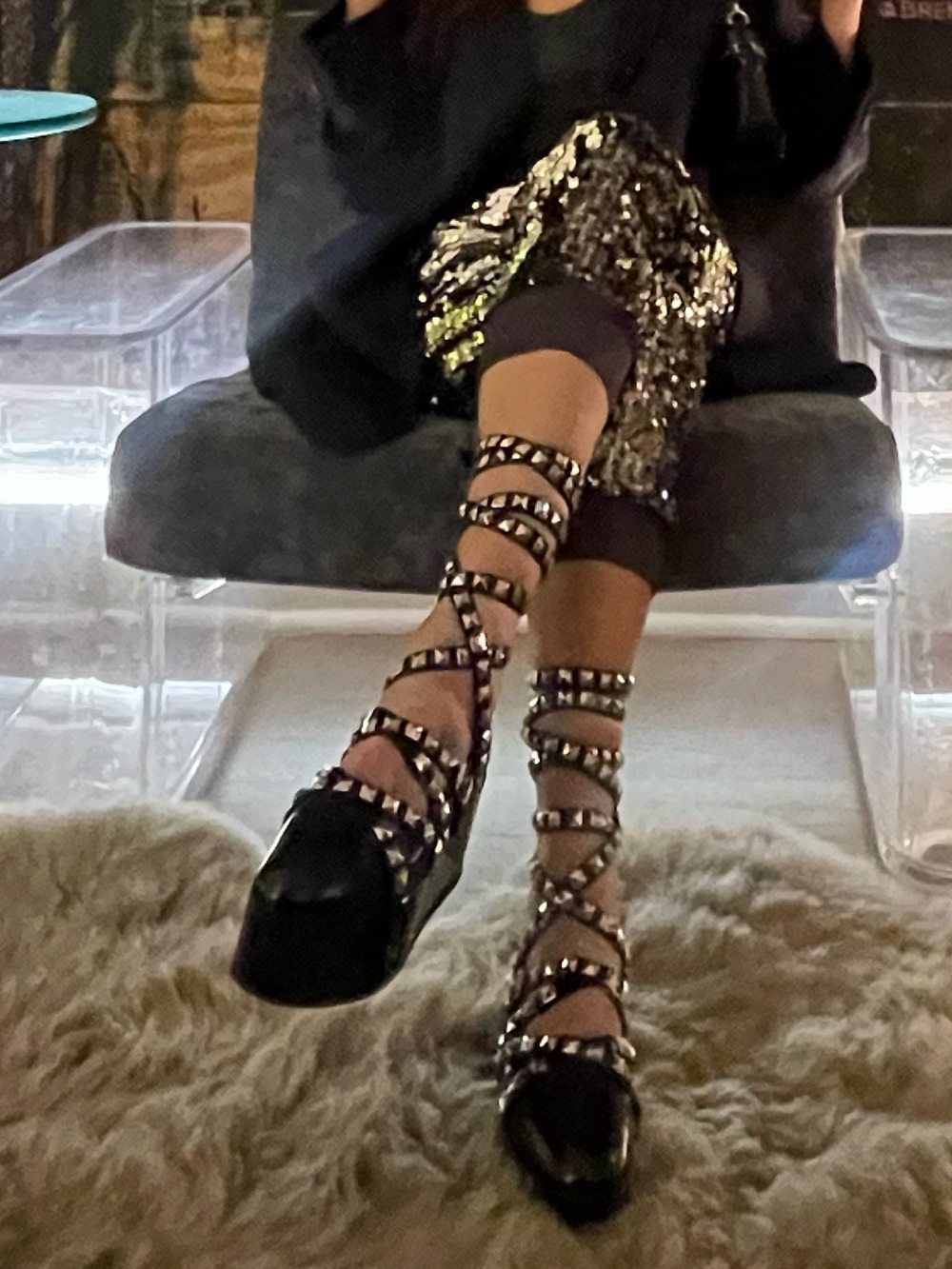 Studded Lace-Up Black Pointed platforms